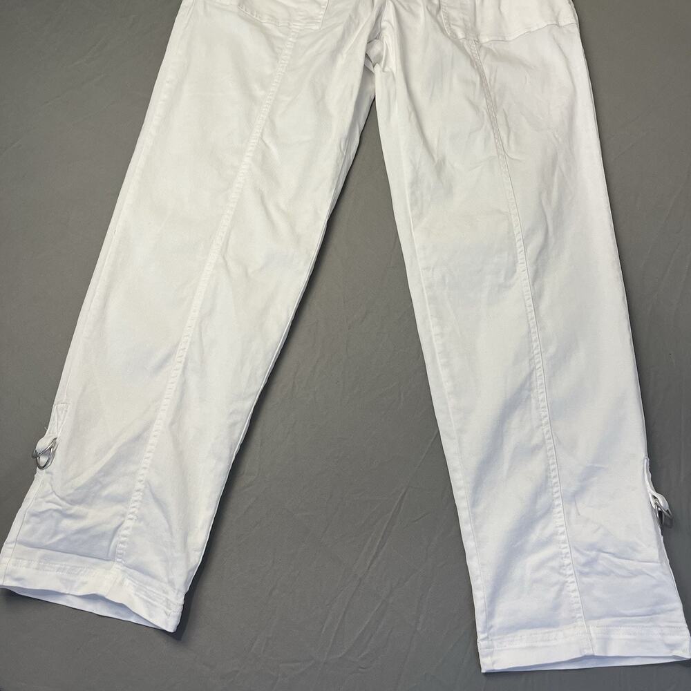 Soft Surroundings Medina Pants Medium Elastic Waist Roll Tab Ankle White Utility - Picture 7 of 13